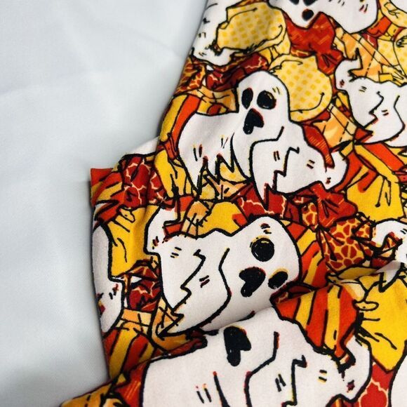 LulaRoe Leggings Tall & Curvy TC Halloween Ghosts Orange Spooky Halloween 0760 - Picture 4 of 6